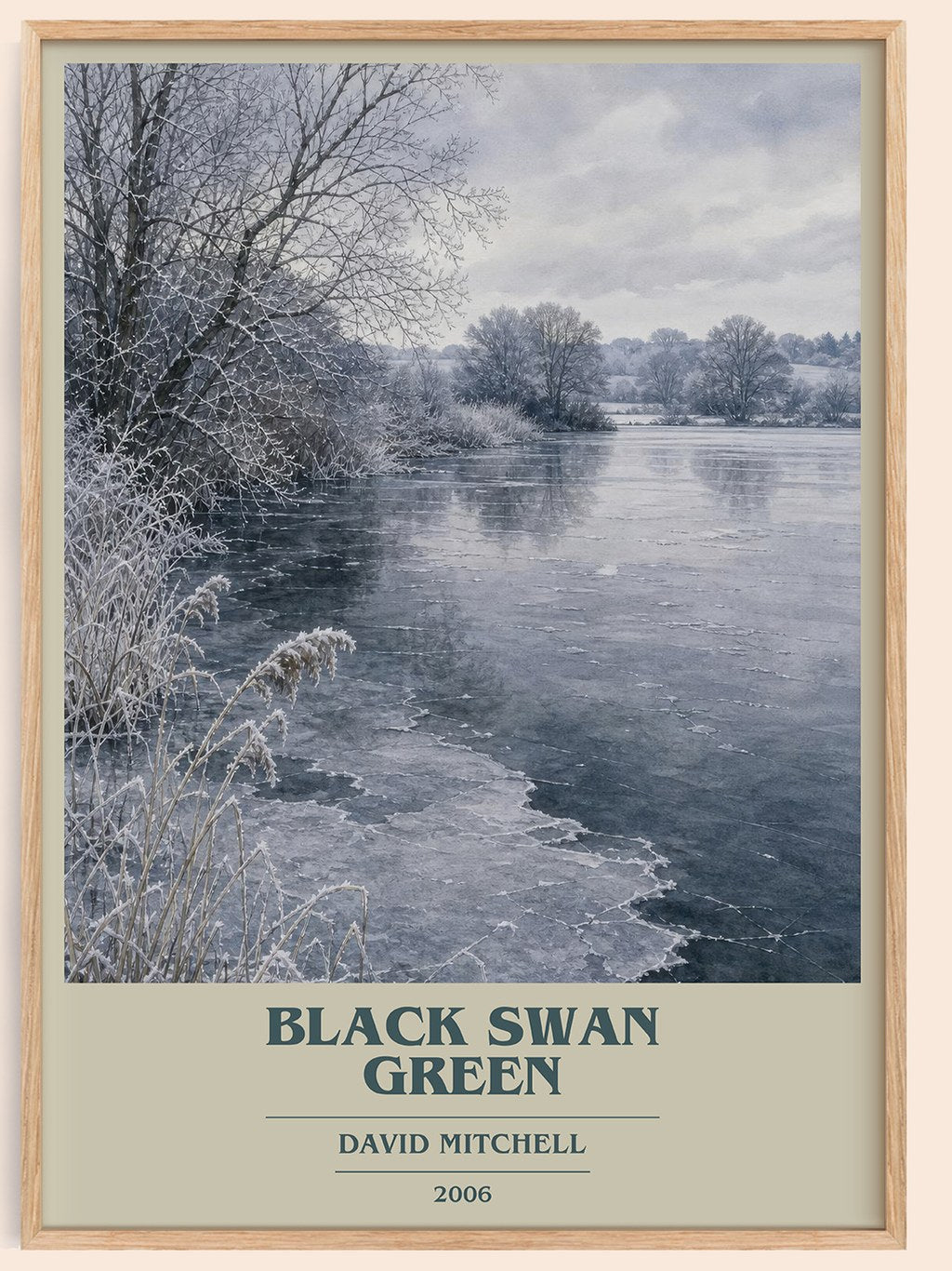 Black Swan Green book cover book poster by David Mitchell – framed literary art print