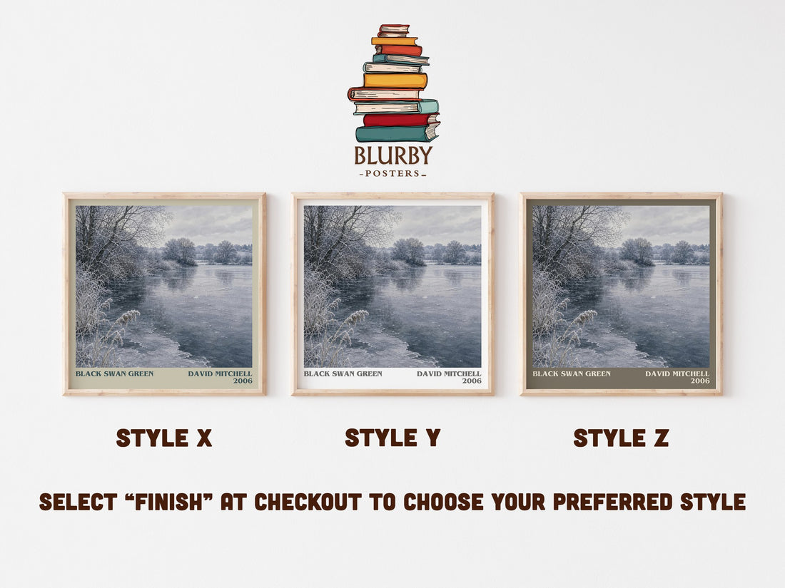 Black Swan Green literary print in frame leaning in hallway – coming of age wall art (mockup)