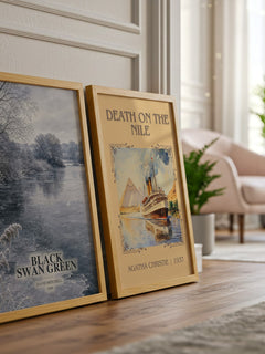 Black Swan Green watercolour print framed by window – literary home decor