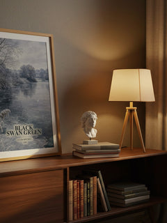 Black Swan Green watercolour print on bookshelf – David Mitchell fan gift