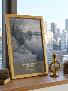 Black Swan Green book cover print framed by window – literary home decor