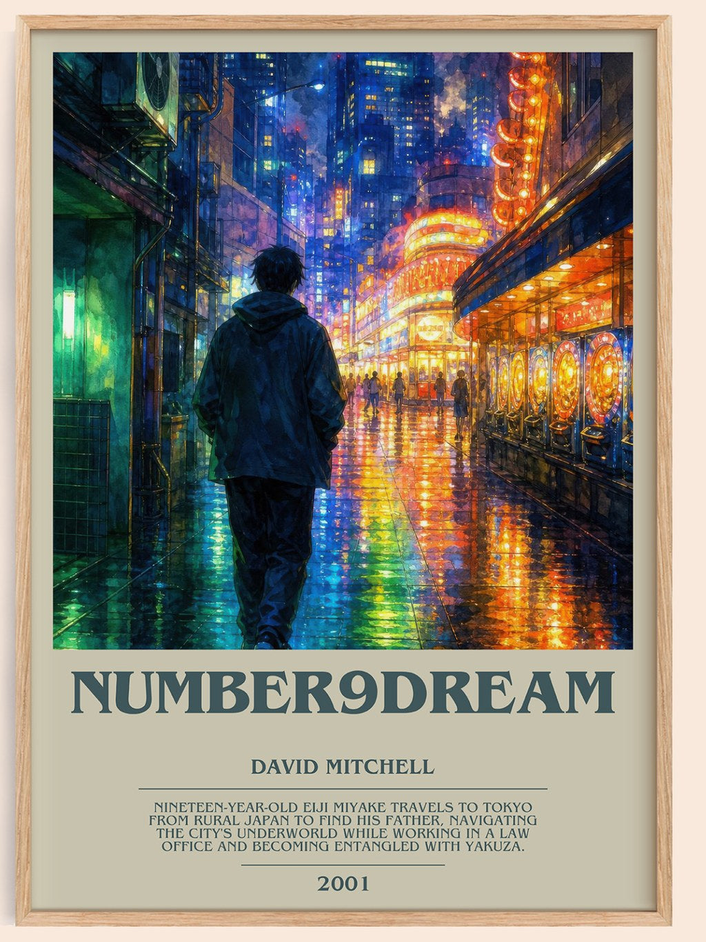 Number9Dream bookish book poster by David Mitchell – framed literary art print