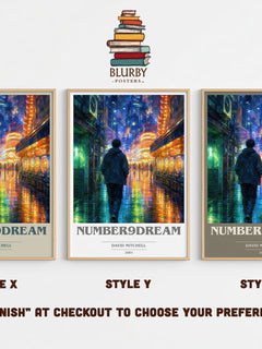Number9Dream book cover print in frame leaning in hallway – literary fiction wall art