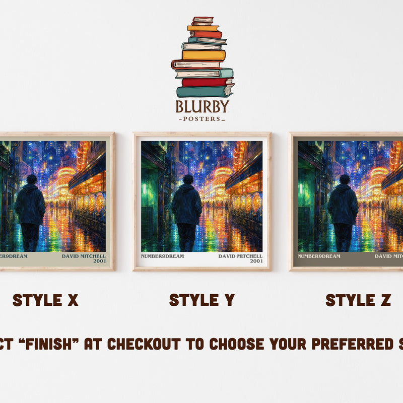 Number9Dream literary print in frame leaning in hallway – literary fiction wall art