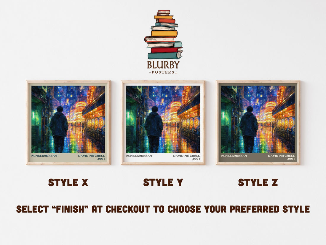 Number9Dream literary print in frame leaning in hallway – literary fiction wall art (mockup)