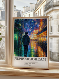 Number9Dream book cover poster colour and style options – David Mitchell book art