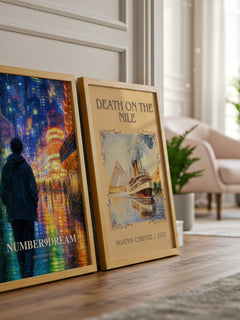 Number9Dream watercolour print framed by window – literary home decor