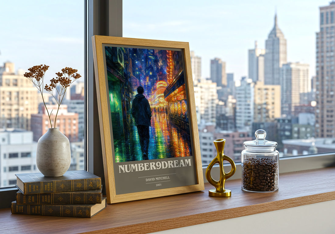 Number9Dream book cover print framed by window – literary home decor
