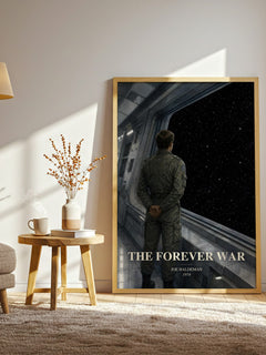 The Forever War watercolour print in frame leaning in hallway – sci fi wall art