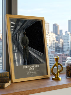 The Forever War book cover print framed by window – literary home decor