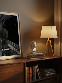 The Forever War watercolour print on bookshelf – Joe Haldeman fan gift