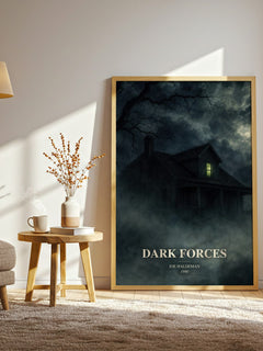 Dark Forces watercolour print in frame leaning in hallway – horror wall art