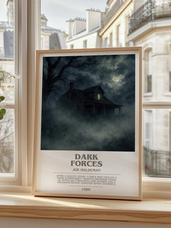 Dark Forces bookish poster colour and style options – Joe Haldeman book art