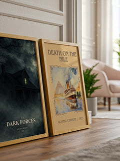 Dark Forces watercolour print framed by window – literary home decor
