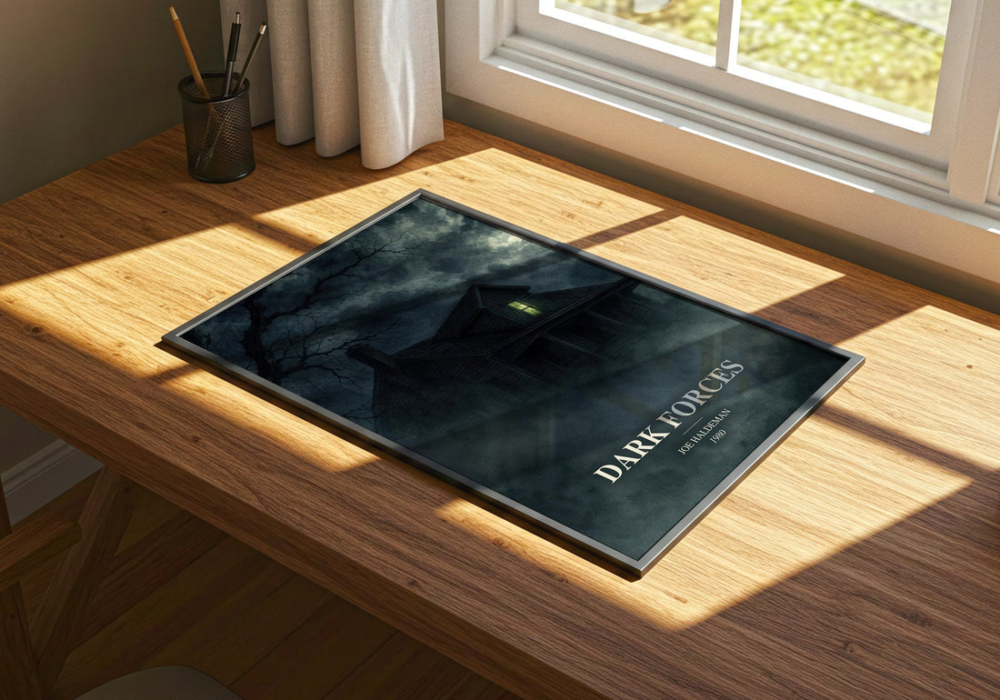 Dark Forces watercolour book poster framed on wall – horror wall art
