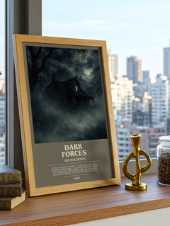 Dark Forces bookish print framed by window – literary home decor