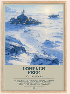 Forever free bookish book poster by Joe Haldeman – framed literary art print