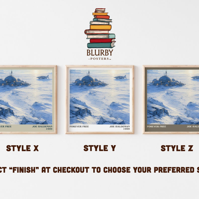 Forever free literary print in frame leaning in hallway – sci fi wall art
