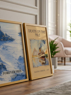 Forever free watercolour print framed by window – literary home decor