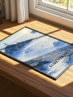 Forever free watercolour book poster framed on wall – sci fi wall art