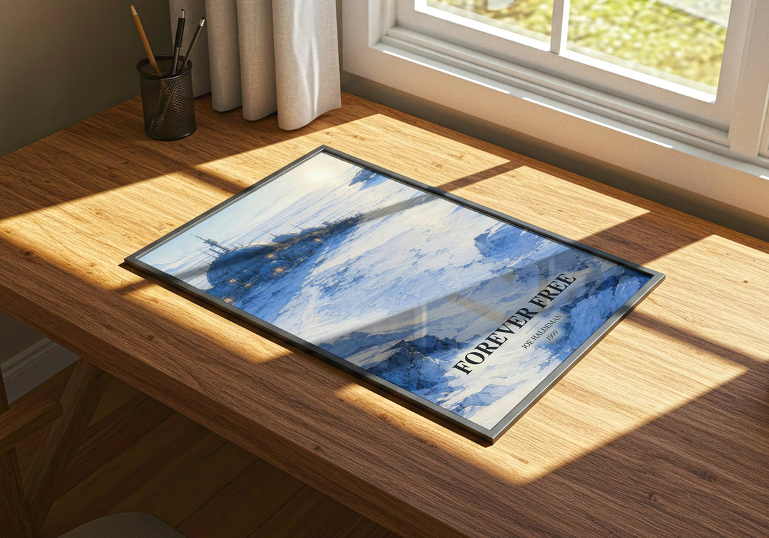 Forever free watercolour book poster framed on wall – sci fi wall art