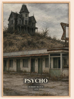 Psycho watercolour book poster by Robert Bloch – framed literary art print