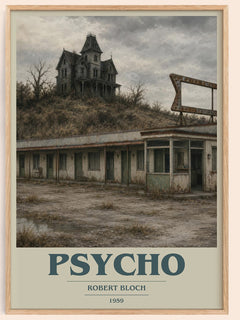 Psycho book cover book poster by Robert Bloch – framed literary art print