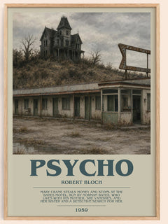 Psycho bookish book poster by Robert Bloch – framed literary art print
