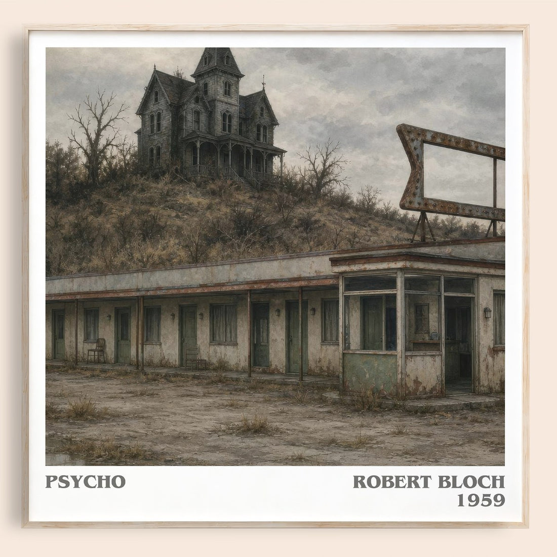 Psycho literary book poster by Robert Bloch – framed literary art print