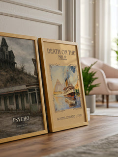 Psycho watercolour print framed by window – literary home decor