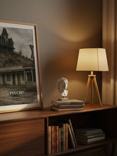 Psycho watercolour print on bookshelf – Robert Bloch fan gift