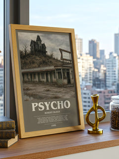 Psycho bookish print framed by window – literary home decor
