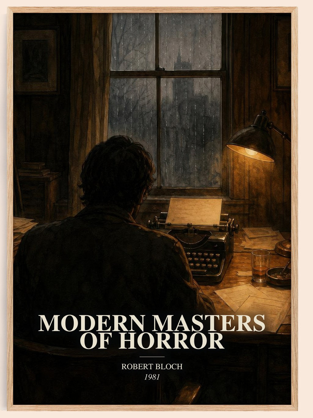 Modern Masters of Horror watercolour book poster by Robert Bloch – framed literary art print