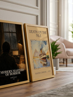 Modern Masters of Horror watercolour print framed by window – literary home decor