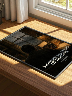 Modern Masters of Horror watercolour book poster framed on wall – non fiction wall art