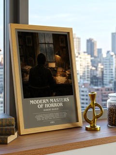 Modern Masters of Horror bookish print framed by window – literary home decor