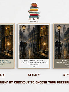 The 50 Greatest Mysteries of All Time book cover print in frame leaning in hallway – mystery wall art
