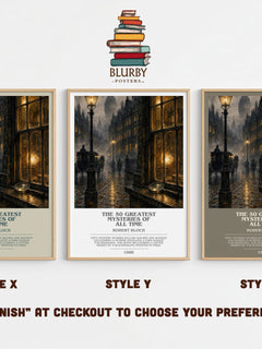 The 50 Greatest Mysteries of All Time Bookish Wall Art by Robert Bloch – Style X, Y and Z side by side – choose your finish
