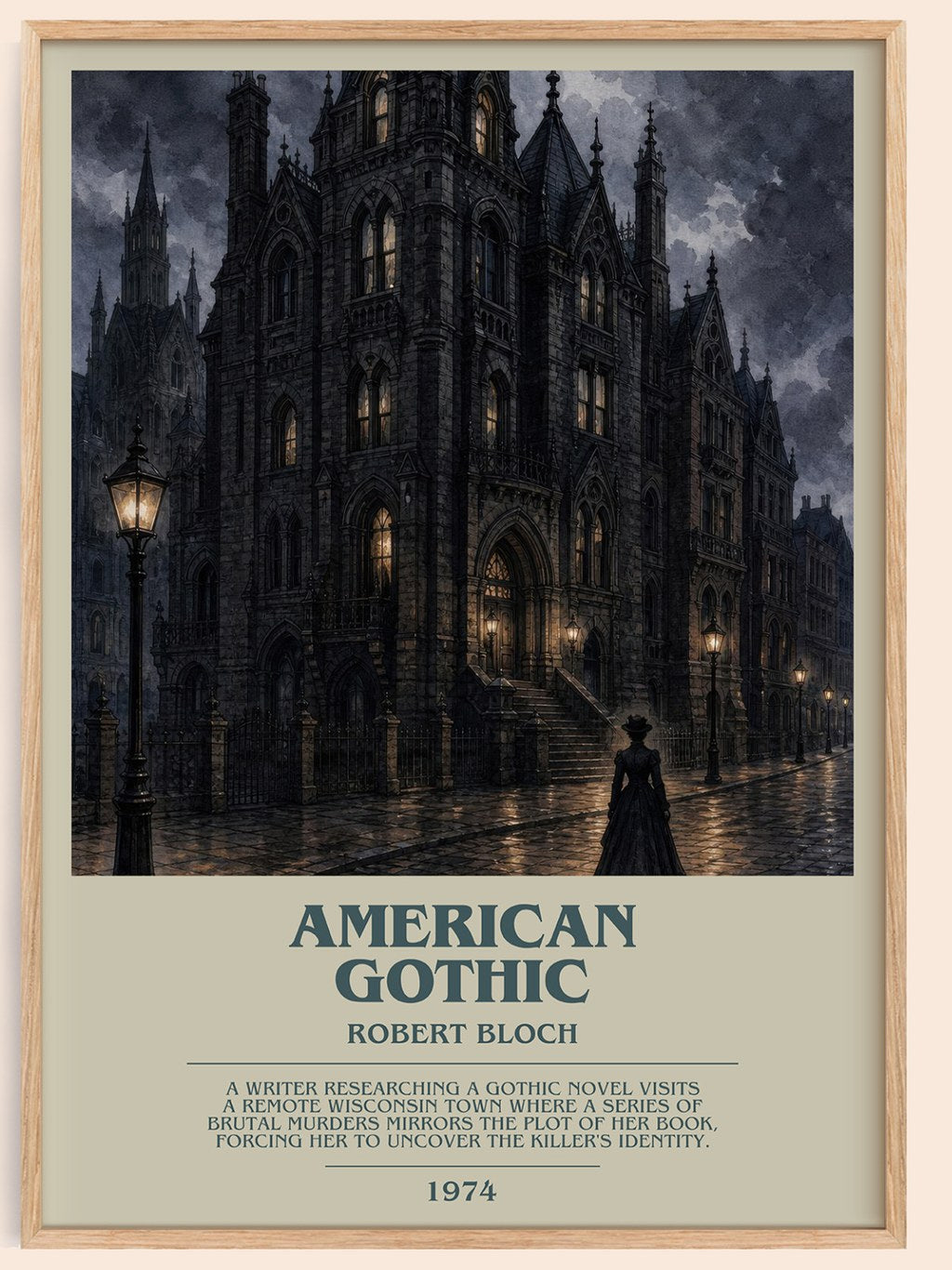 American Gothic bookish book poster by Robert Bloch – framed literary art print