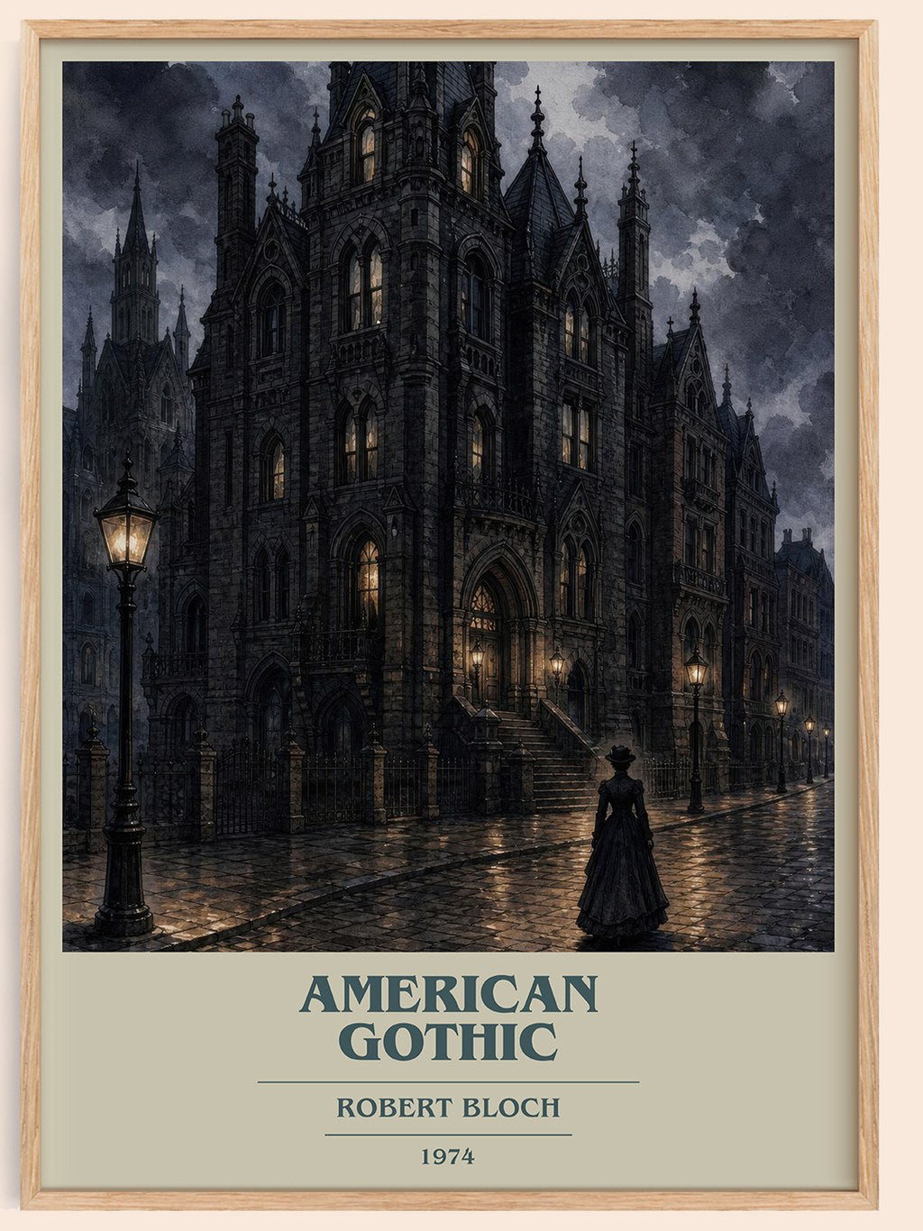 American Gothic book cover book poster by Robert Bloch – framed literary art print