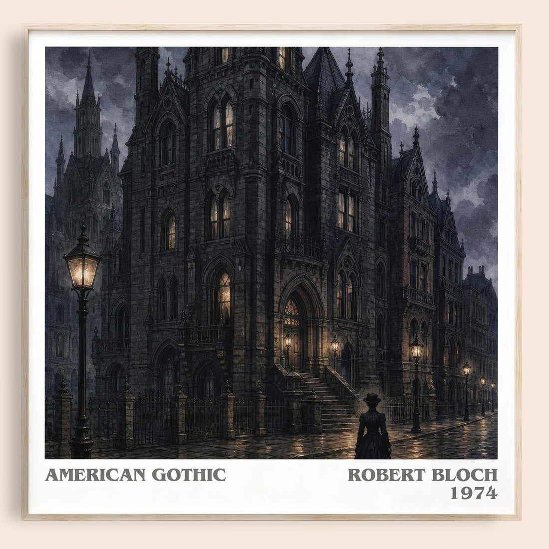 American Gothic literary book poster by Robert Bloch – framed literary art print