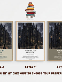 American Gothic bookish print in frame leaning in hallway – horror wall art