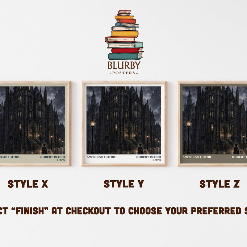 American Gothic literary print in frame leaning in hallway – horror wall art
