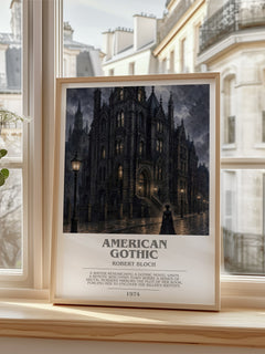 American Gothic bookish poster colour and style options – Robert Bloch book art