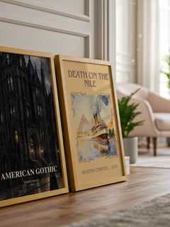 American Gothic watercolour print framed by window – literary home decor