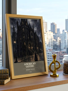 American Gothic book cover print framed by window – literary home decor