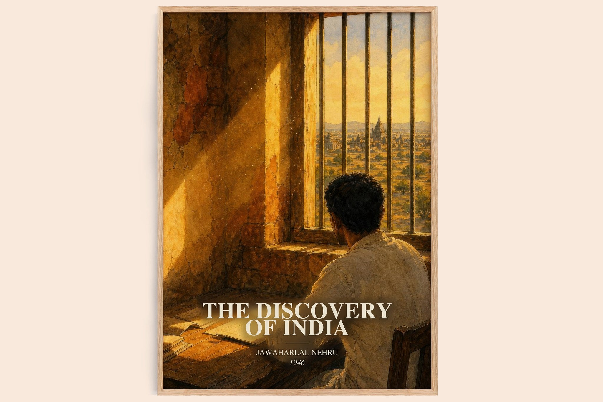 discovery of India Book Watercolour Illustration by Jawaharlal Nehru