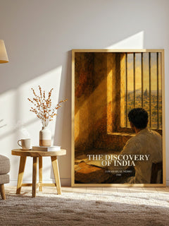 The discovery of India watercolour print in frame leaning in hallway – non fiction wall art