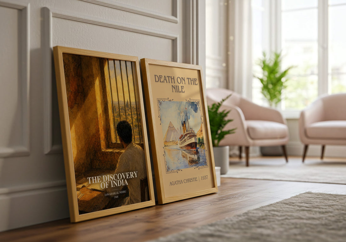 The discovery of India watercolour print framed by window – literary home decor