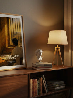 The discovery of India watercolour print on bookshelf – Jawaharlal Nehru fan gift